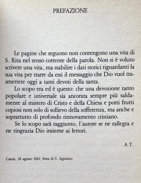 SANTA RITA E IL SUO MESSAGGIO. «TUTTA A LUI SI …