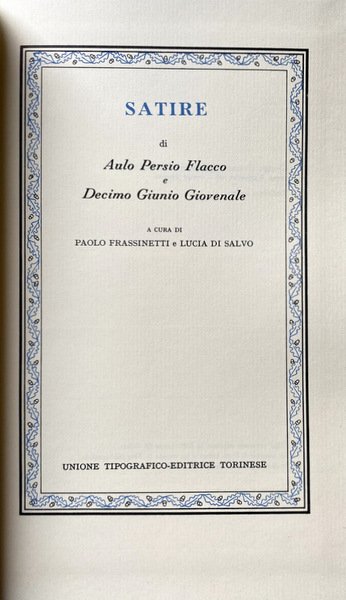 SATIRE. (TESTO LATINO ITALIANO A FRONTE). A CURA DI PAOLO …