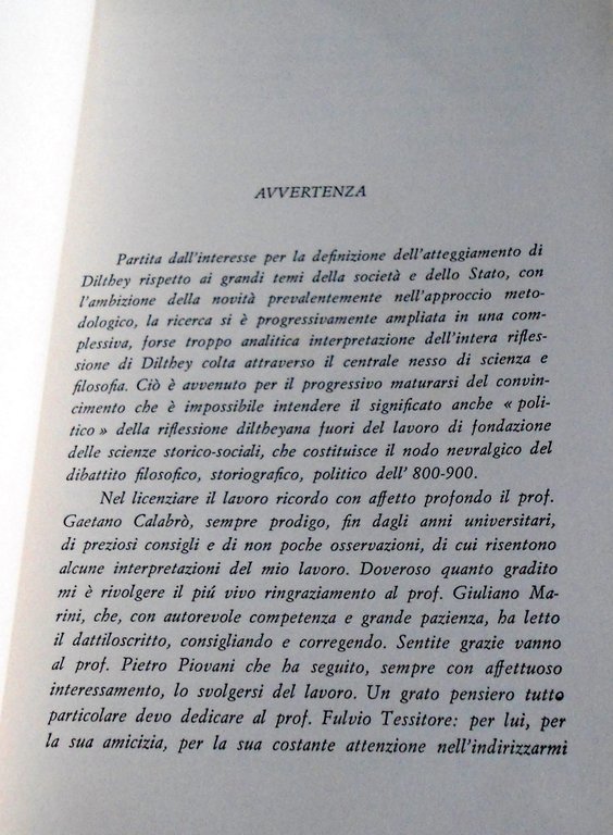 SCIENZA E FILOSOFIA IN DILTHEY. I, II (VOLUME 1, VOLUME …