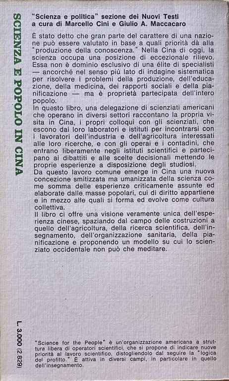 SCIENZA E POPOLO IN CINA