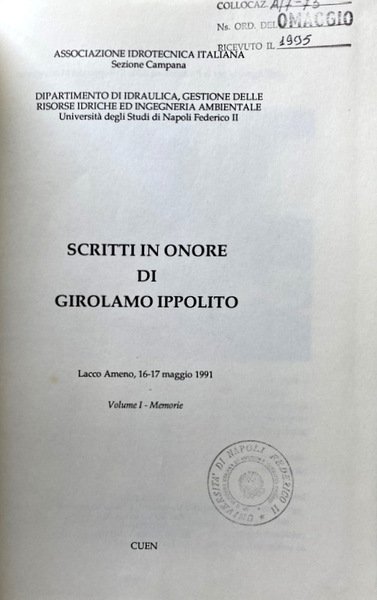 SCRITTI IN ONORE DI GIROLAMO IPPOLITO