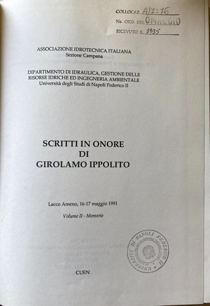 SCRITTI IN ONORE DI GIROLAMO IPPOLITO