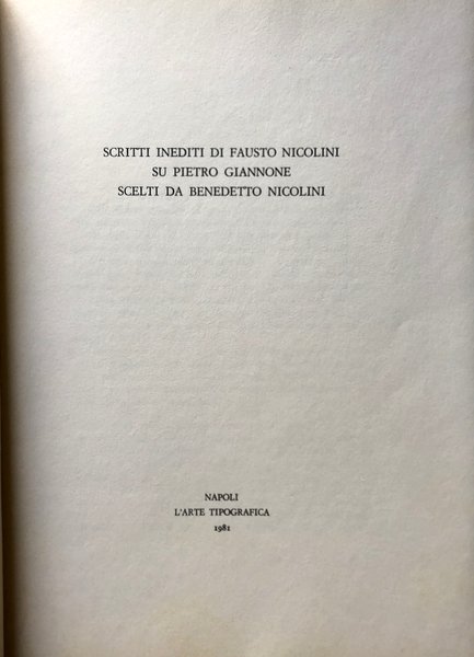 SCRITTI INEDITI DI FAUSTO NICOLINI SU PIETRO GIANNONE SCELTI DA …