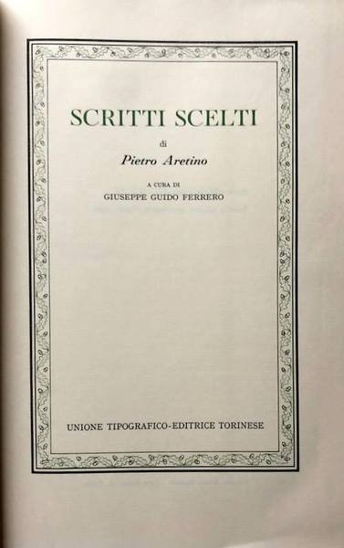 SCRITTI SCELTI. A CURA DI GIUSEPPE GUIDO FERRERO