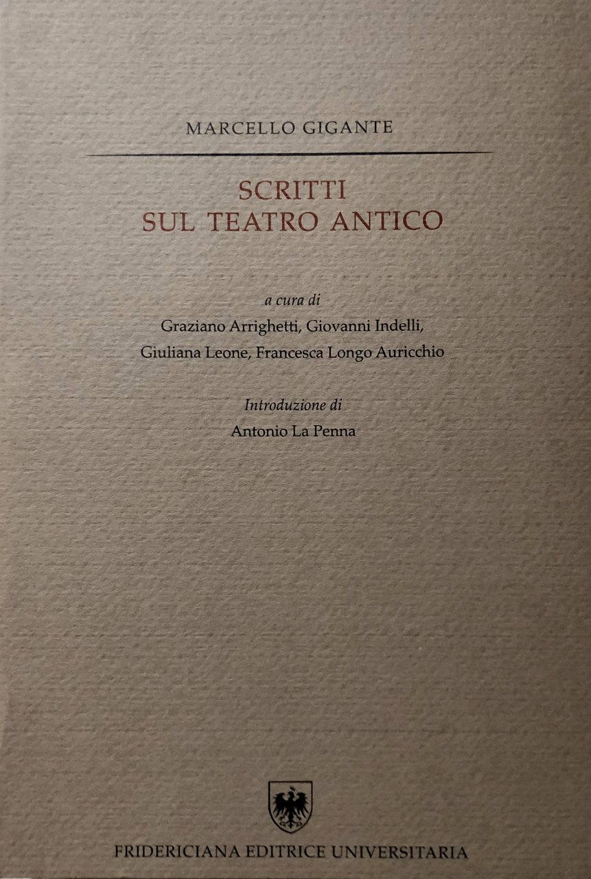 SCRITTI SUL TEATRO ANTICO | Immagine principale