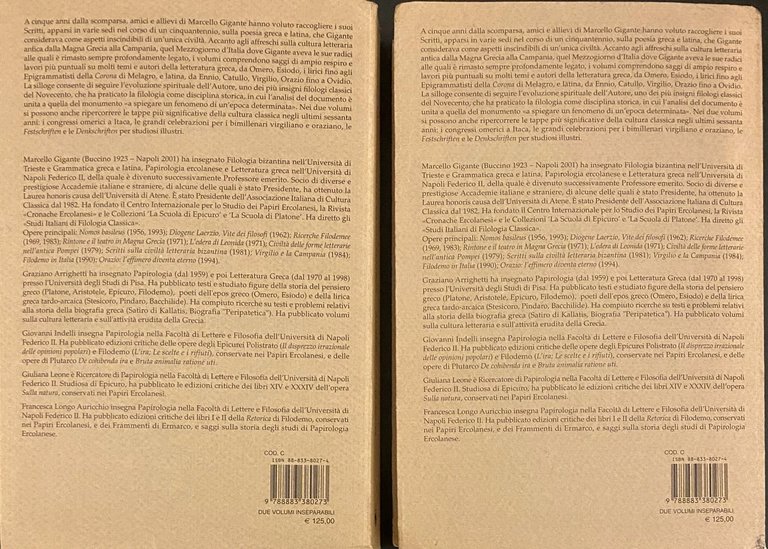 SCRITTI SULLA POESIA GRECA E LATINA. (VOLUME 1, VOLUME 2)