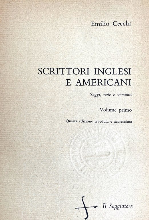 SCRITTORI INGLESI E AMERICANI. SAGGI, NOTE E VERSIONI