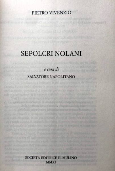 SEPOLCRI NOLANI. A CURA DI SALVATORE NAPOLITANI