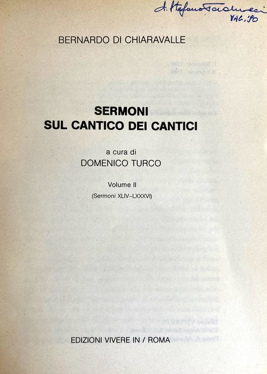 SERMONI SUL CANTICO DEI CANTICI. Volumi 1-2 (Sermoni I-XLIII, Sermoni …
