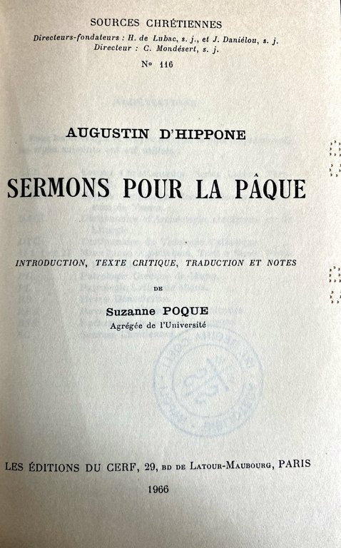 SERMONS POUR LA PÂQUE. (Testo latino a fronte. Latin text … | Immagine Gallery 4