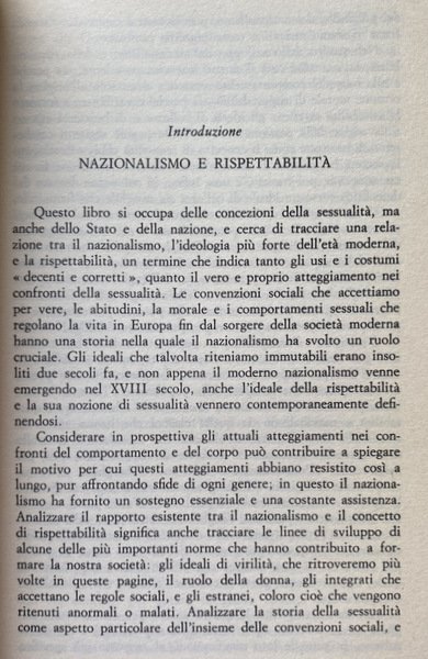 SESSUALITÀ E NAZIONALISMO. MENTALITÀ BORGHESE E RISPETTABILITÀ