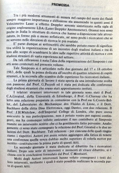 SIMPOSIO: ANEMOMETRIA LASER-DOPPLER NELLA SPERIMENTAZIONE IDRAULICA