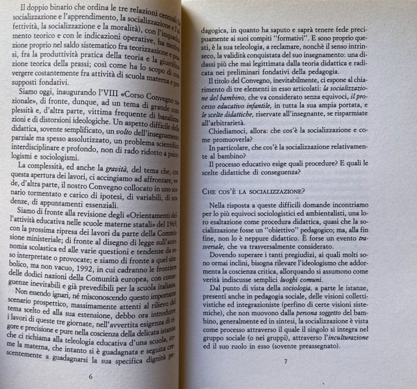 SOCIALIZZAZIONE DEL BAMBINO, PROCESSO EDUCATIVO E SCELTE DIDATTICHE