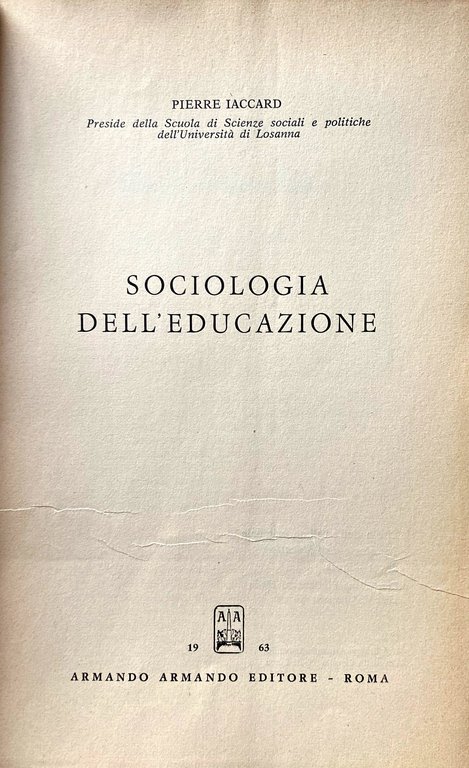 SOCIOLOGIA DELL'EDUCAZIONE