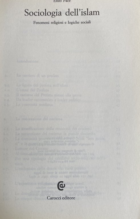 SOCIOLOGIA DELL'ISLAM. FENOMENI RELIGIOSI E LOGICHE SOCIALI