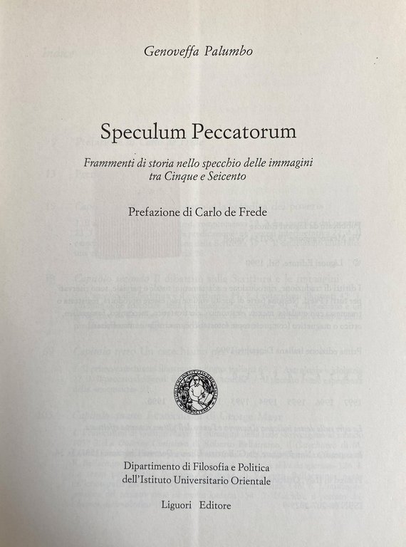 SPECULUM PECCATORUM. FRAMMENTI DI STORIA NELLO SPECCHIO TRA CINQUE E …