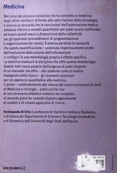 STATISTICA MEDICA. LE BASI QUANTITATIVE DELLA RICERCA