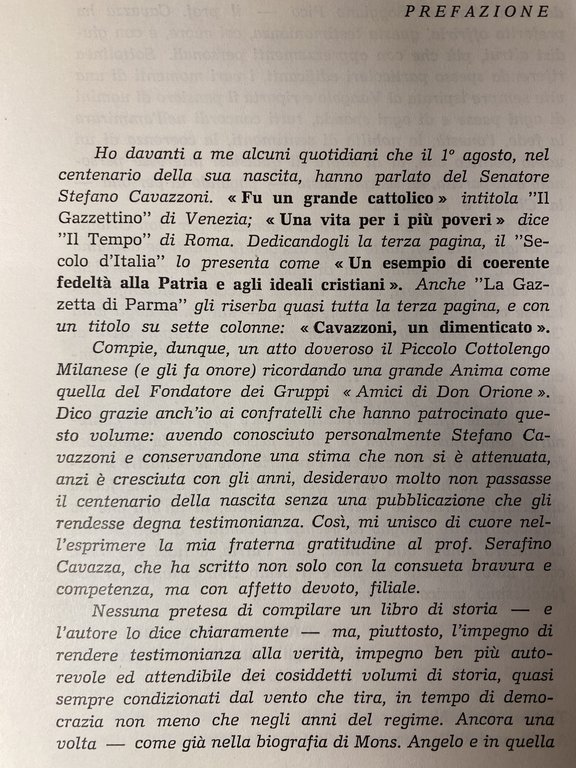 STEFANO CAVAZZONI: IL SENATORE DI DON ORIONE