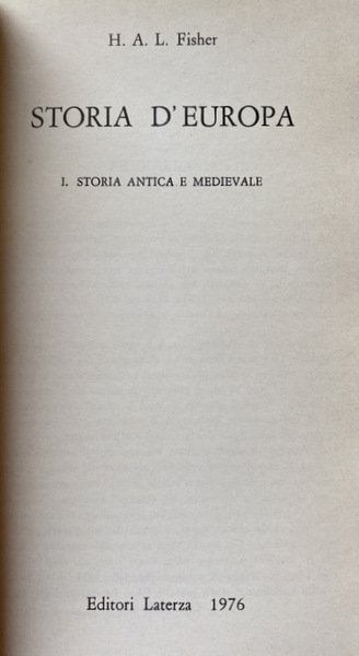 STORIA D'EUROPA VOLUME 1: STORIA ANTICA E MEDIEVALE