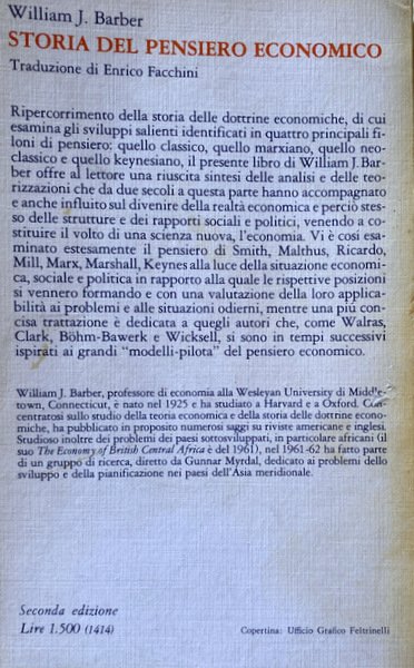 STORIA DEL PENSIERO ECONOMICO. SMITH, MALTHUS, RICARDO, MILL, MARX, KEYNES