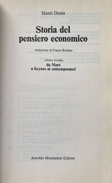 STORIA DEL PENSIERO ECONOMICO. VOLUME 2 SECONDO: DA MARX A …