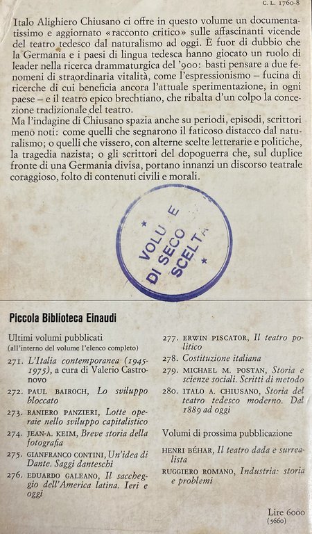 STORIA DEL TEATRO MODERNO TEDESCO DAL 1889 AD OGGI
