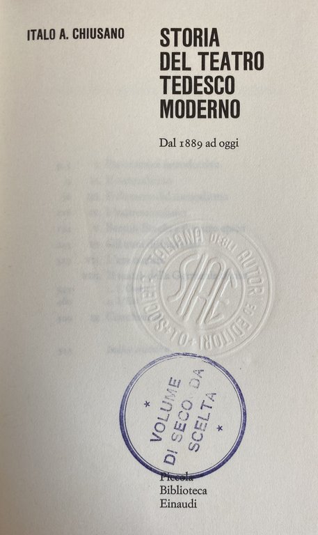 STORIA DEL TEATRO MODERNO TEDESCO DAL 1889 AD OGGI