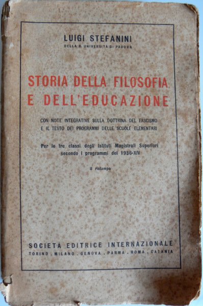 STORIA DELLA FILOSOFIA E DELL'EDUCAZIONE