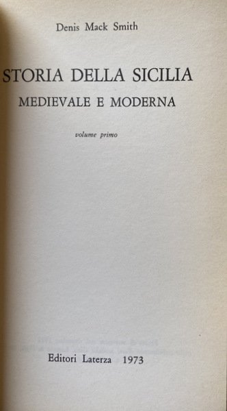 STORIA DELLA SICILIA MEDIEVALE E MODERNA