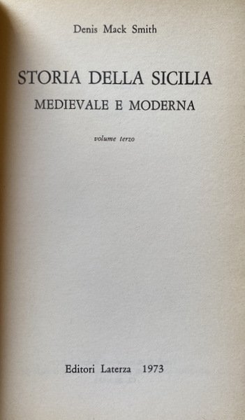 STORIA DELLA SICILIA MEDIEVALE E MODERNA