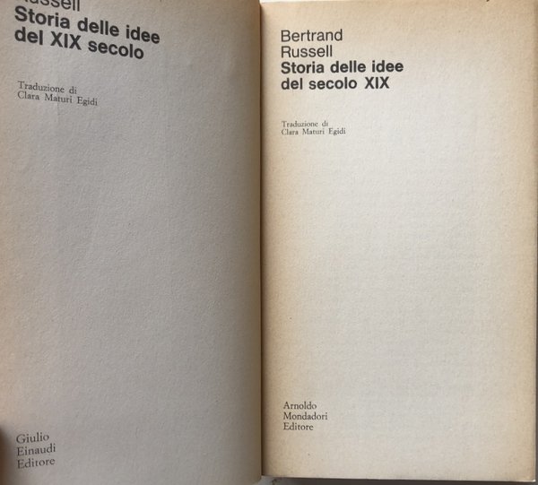 STORIA DELLE IDEE DEL SECOLO XIX