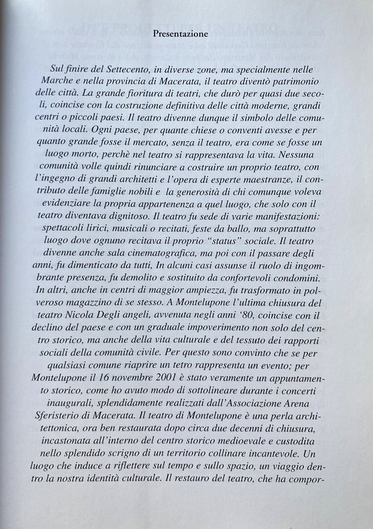 STORIA DI UN TEATRO: IL NICOLA DEGLI ANGELI DI MONTELUPONE