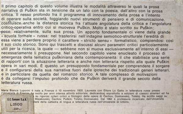 STORIA E CONTEMPORANEITÀ IN PUSKIN: 1. LA QUESTIONE DELLA PROSA …