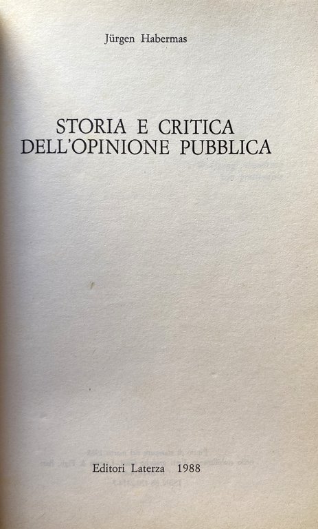 STORIA E CRITICA DELL'OPINIONE PUBBLICA