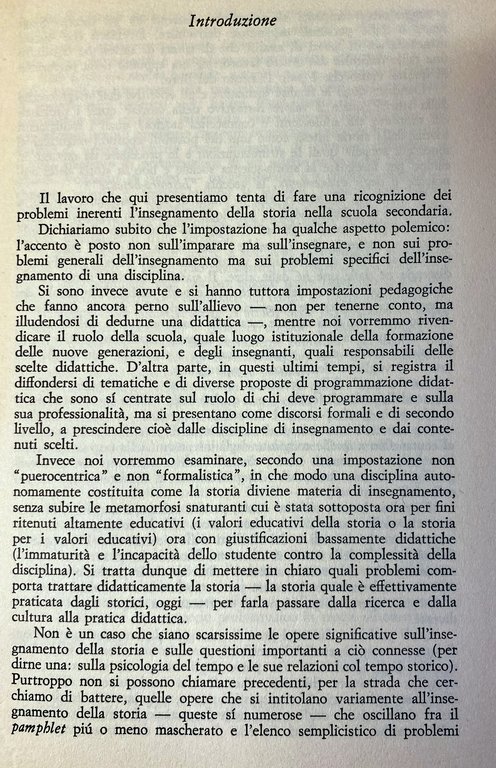 STORIA E INSEGNAMENTO DELLA STORIA. PROBLEMI E METODI
