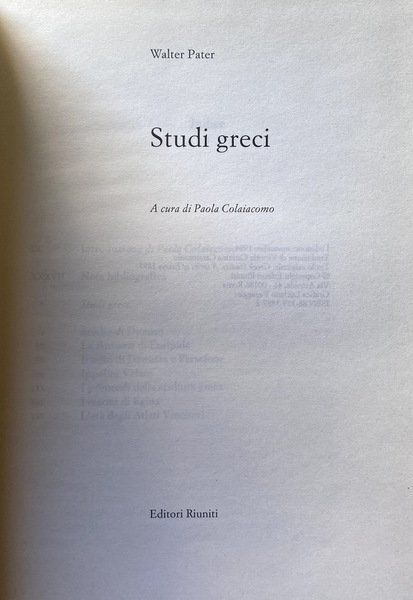 STUDI GRECI. A CURA DI PAOLA COLAIACOMO.