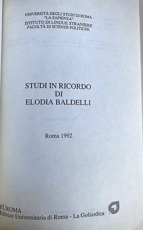 STUDI IN RICORDO DI ELODIA BALDELLI