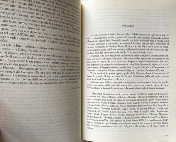 SUL COLLE D'ANTELA. CANTI E ALTRE POESIE IN TRADUZIONE LATINA …