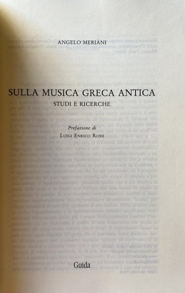 SULLA MUSICA GRECA ANTICA. STUDI E RICERCHE