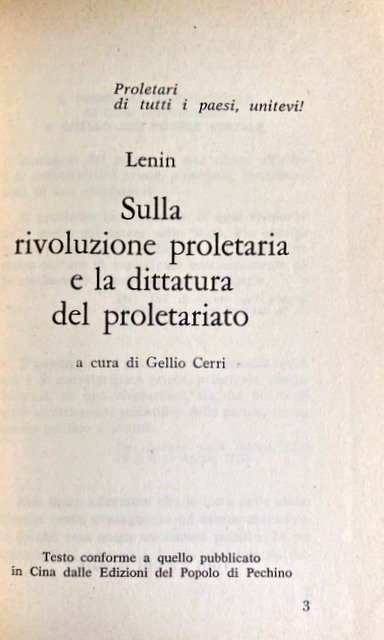 SULLA RIVOLUZIONE PROLETARIA E LA DITTATURA DEL PROLETARIATO. (Proletari di …