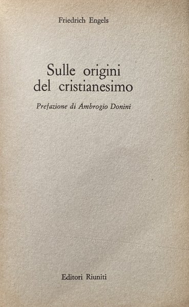 SULLE ORIGINI DEL CRISTIANESIMO. A CURA DI AMBROGIO DONINI