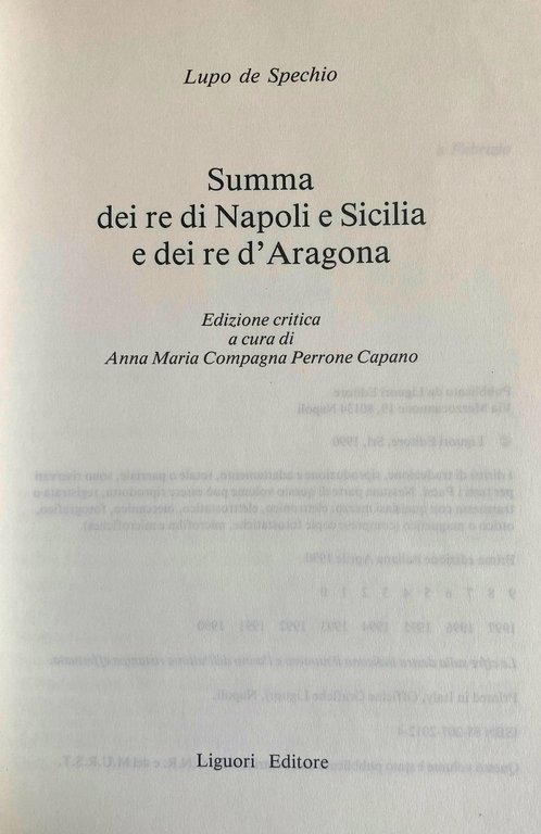 SUMMA DEI RE DI NAPOLI E SICILIA E DEI RE …