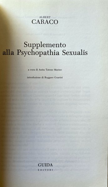 SUPPLEMENTO ALLA (PSYCOPATHIA) PSYCHOPATHIA SEXUALIS