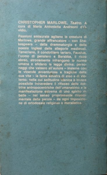 TEATRO. (TAMERLANO, LA TRAGICA STORIA DEL DOTTOR FAUSTUS, L'EBREO DI …