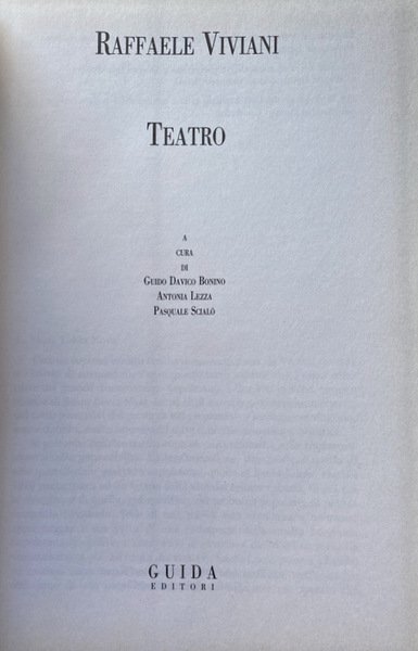 TEATRO. VOLUME 3 III. A CURA DI GUIDO DAVICO BONINO, …