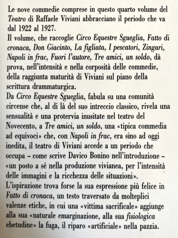 TEATRO. VOLUME 4 IV. (Circo equestre Sgueglia. Fatto di cronaca. …