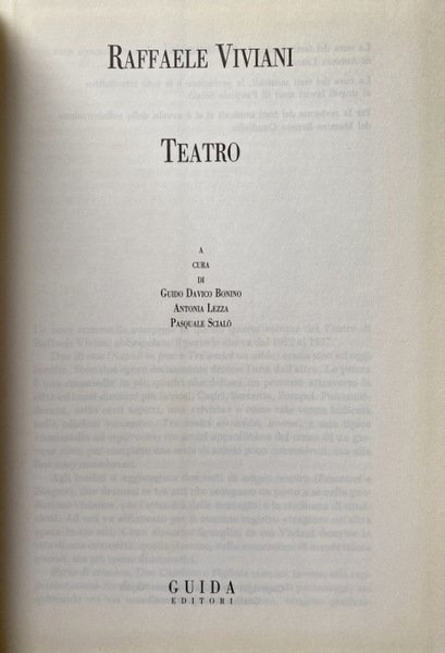 TEATRO. VOLUME 4 IV. A CURA DI GUIDO DAVICO BONINO, …