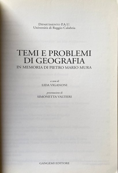 TEMI E PROBLEMI DI GEOGRAFIA IN MEMORIA DI PIETRO MARIO …