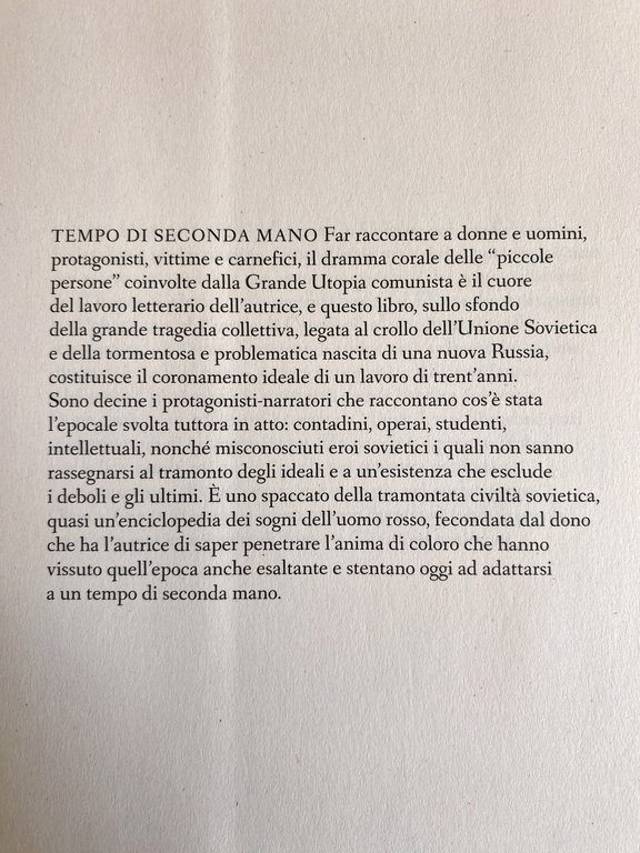 TEMPO DI SECONDA MANO. LA VITA IN RUSSIA DOPO IL …