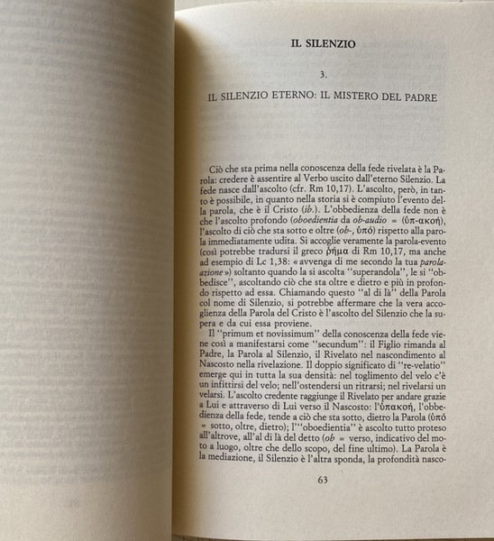 TEOLOGIA DELLA STORIA SAGGIO SULLA RIVELAZIONE, L'INIZIO E IL COMPIMENTO